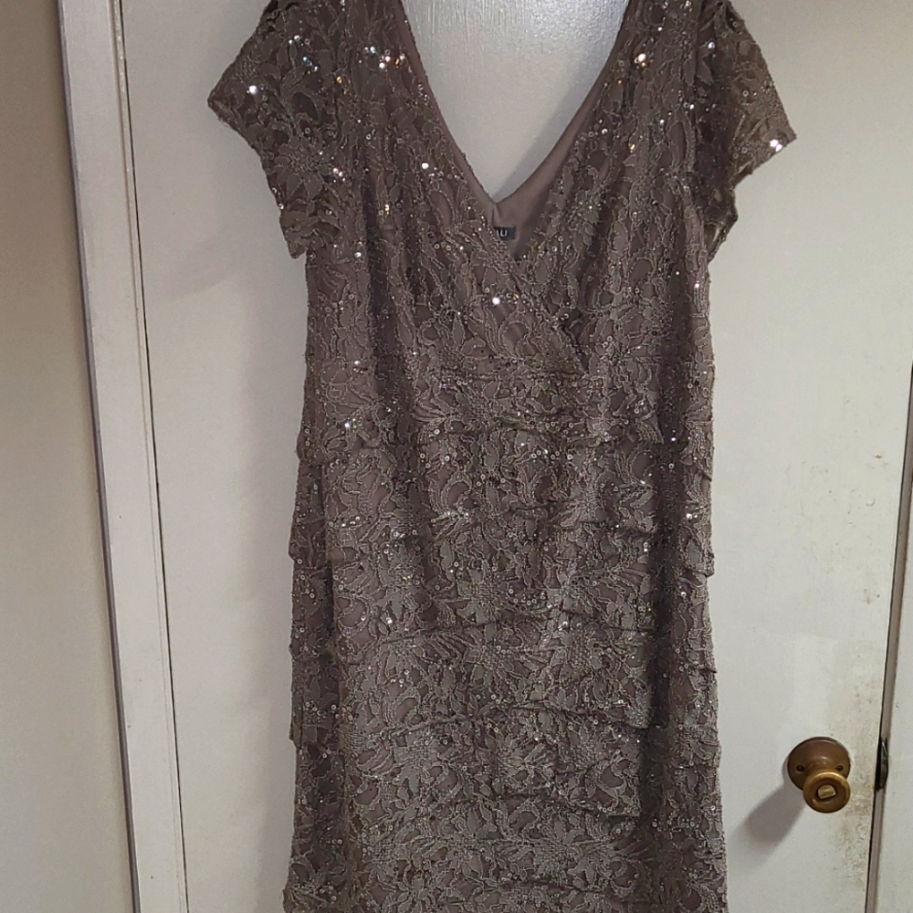 roz & ali lace and sequin dress cocktail dress. - Picture 1 of 4